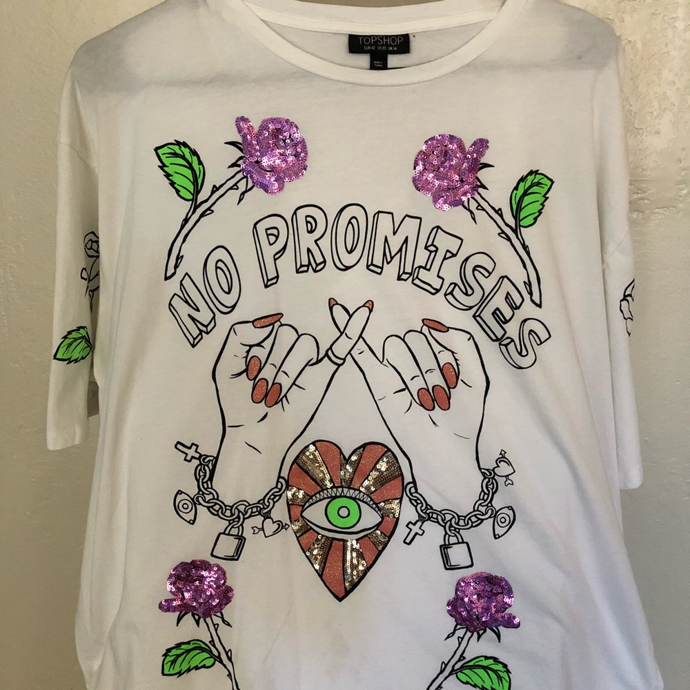 TOPSHOP No Promises Sequin Tee